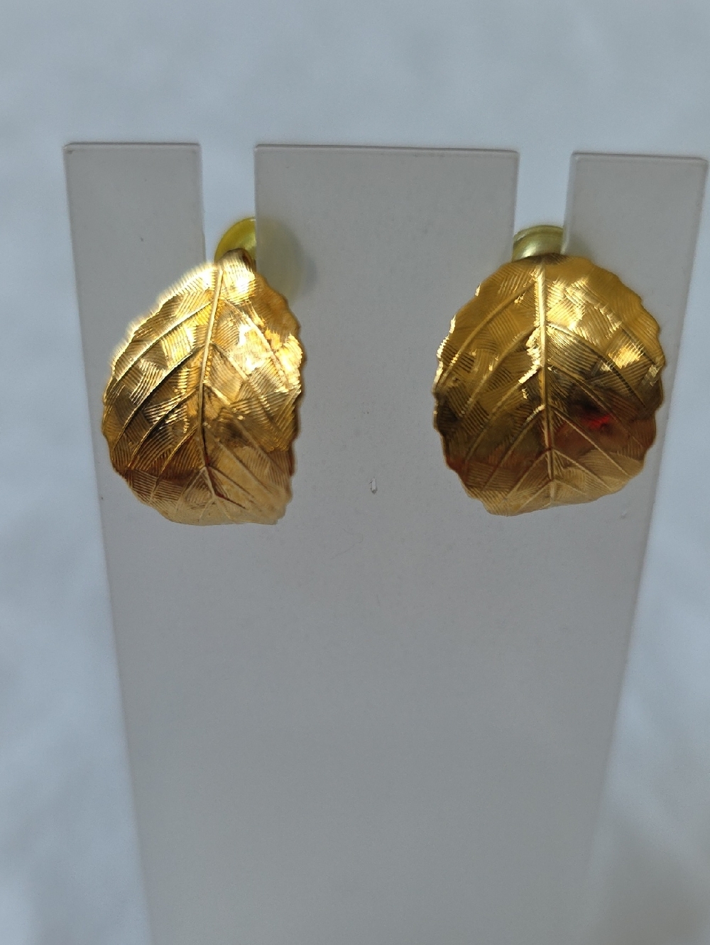 Napier Vintage 1980s Gold Leaf Earrings